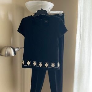 Vintage Virgo Petite 2 pc Black 8 Petite Pantsuit
